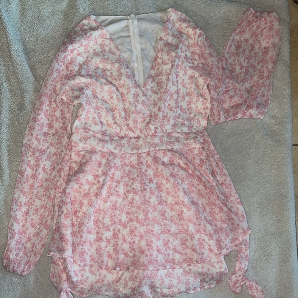 Baby pink flower romper